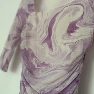 Ganni Marble Square Neck Top - Size 36